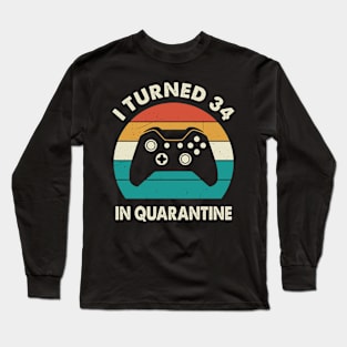 I Turned 34 In Quarantine - Sunset Retro Vintage 1986 34th Birthday Gift Long Sleeve T-Shirt